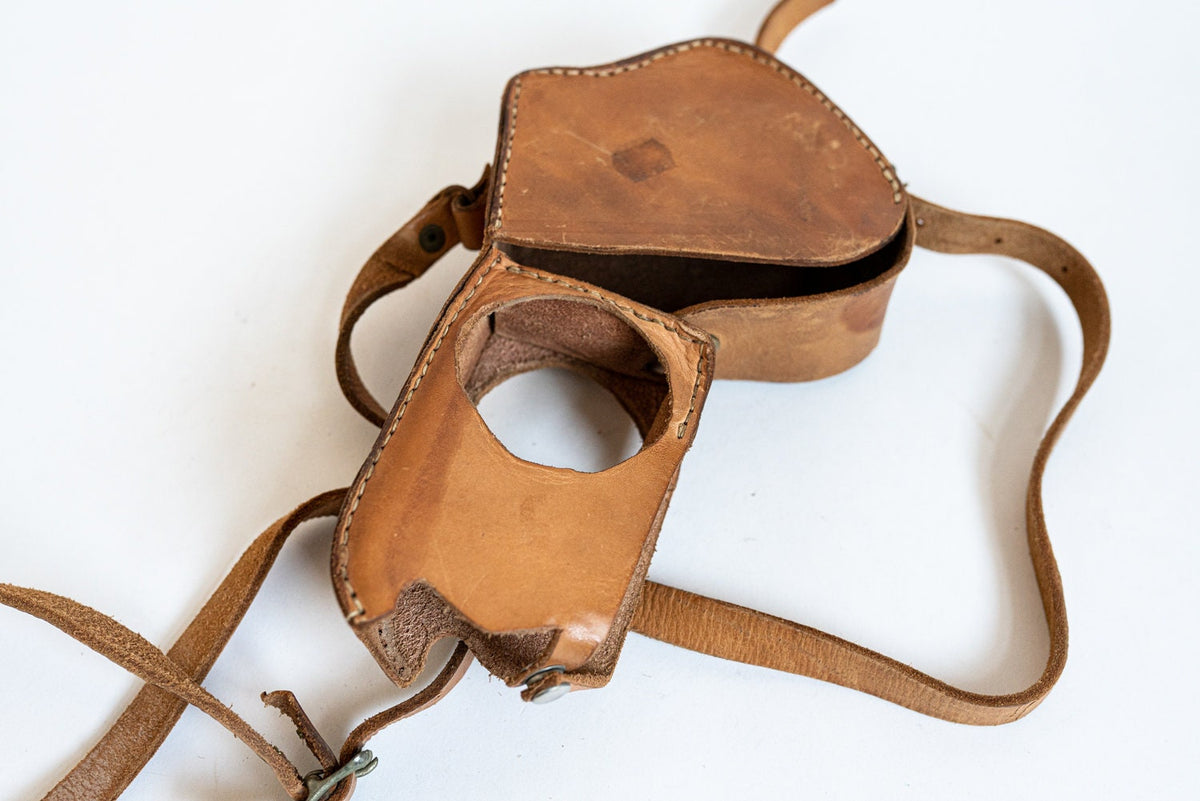 Vintage Light Brown Leather Camera Case w/ Strap