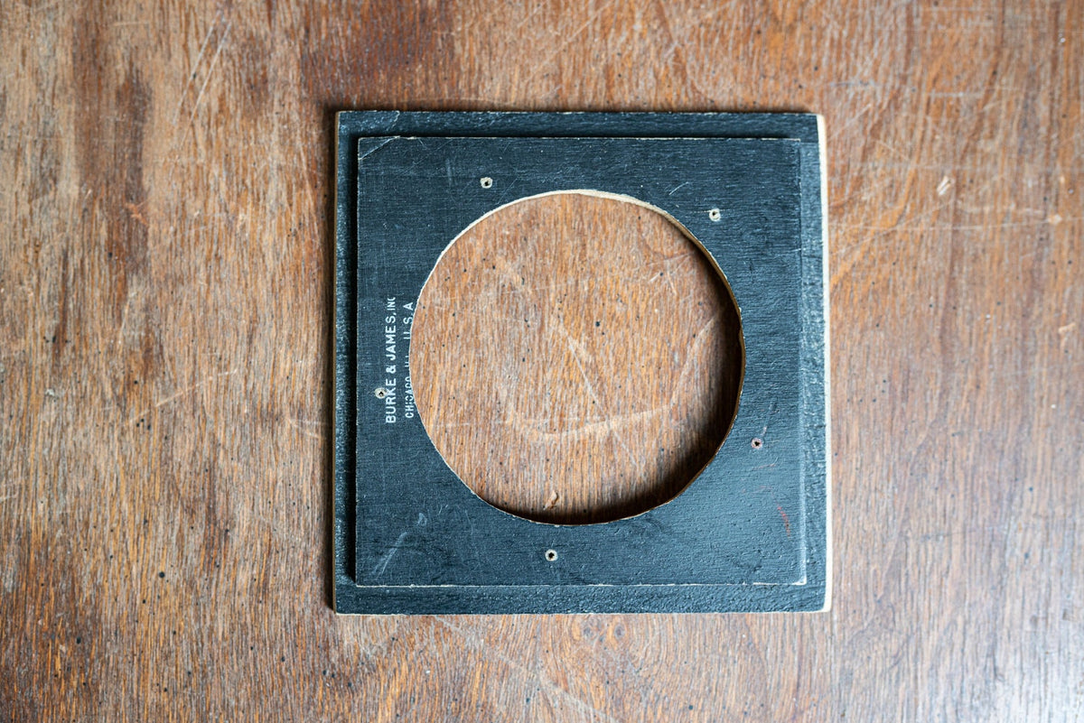 Vintage Burke and James Wooden Lens Board, 67mm Opening