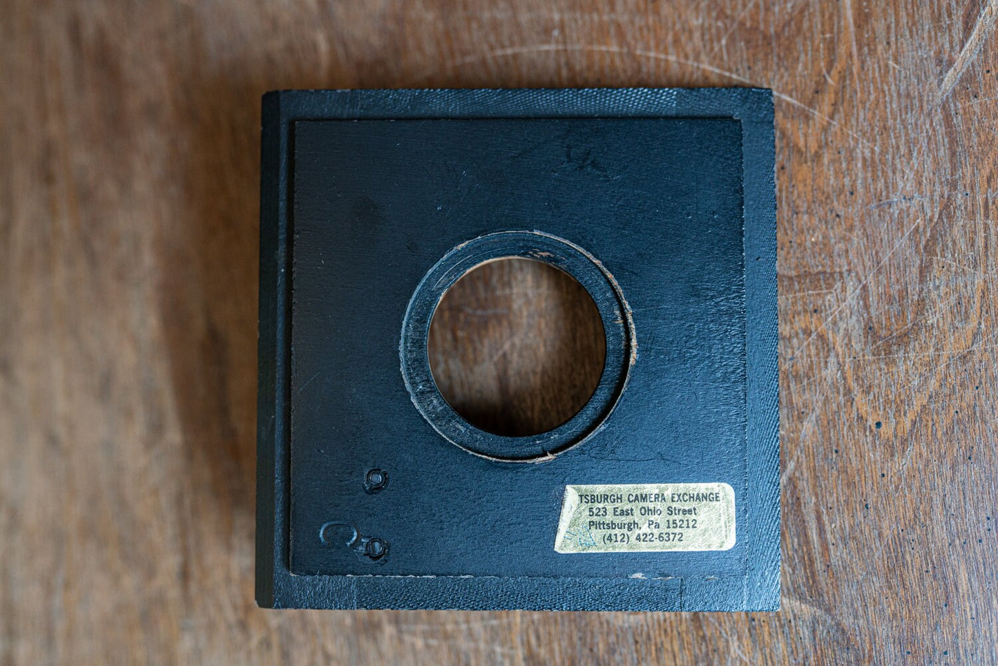 Vintage 4 x 4 Wooden Graflex Lens Board w/ Shutter and 35mm Opening