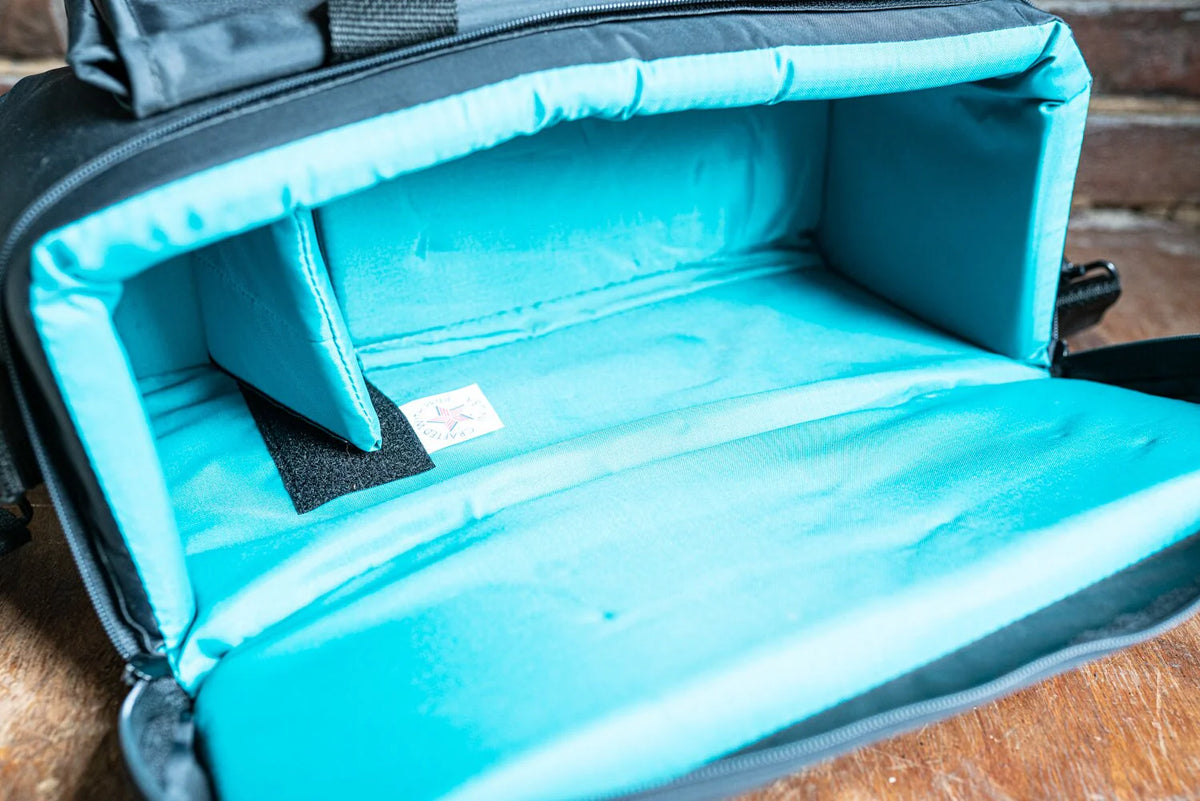 Black Padded Camera Bag w/ Strap and Teal Interior