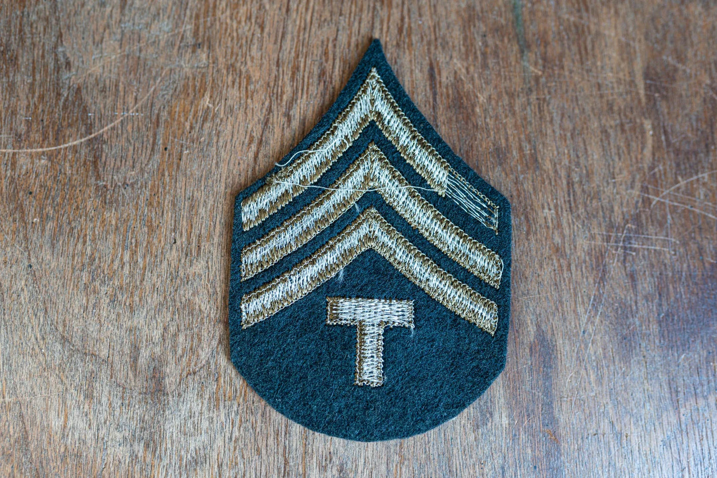Vintage WWII US Army Tech Sergeant Fourth Class Cloth Patch - Black