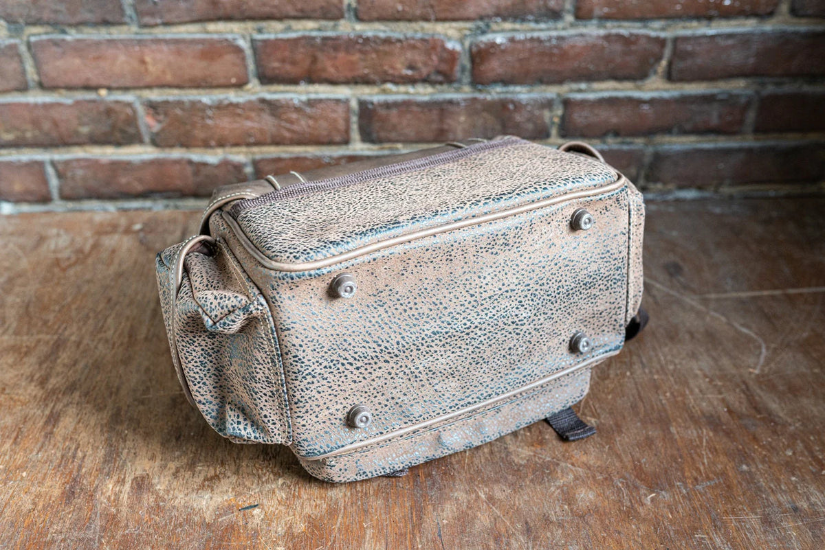 Large Brown Camera Bag - Circa 1970's - Faux Alligator