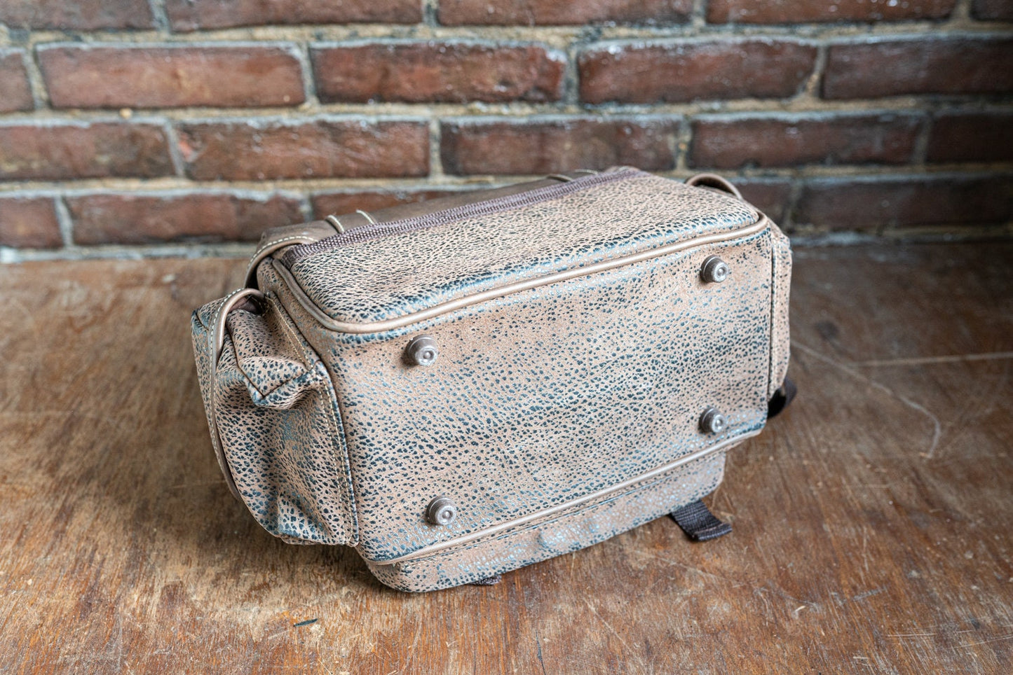 Large Brown Camera Bag - Circa 1970's - Faux Alligator