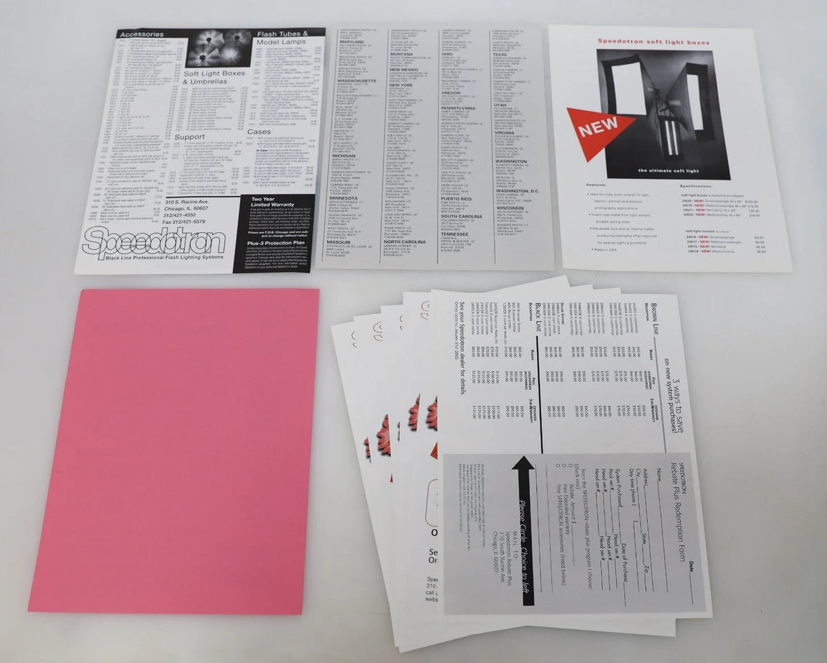 Speedotron 2001 Dealer Price List & 1997 Literature and Ads - LOT OF 21