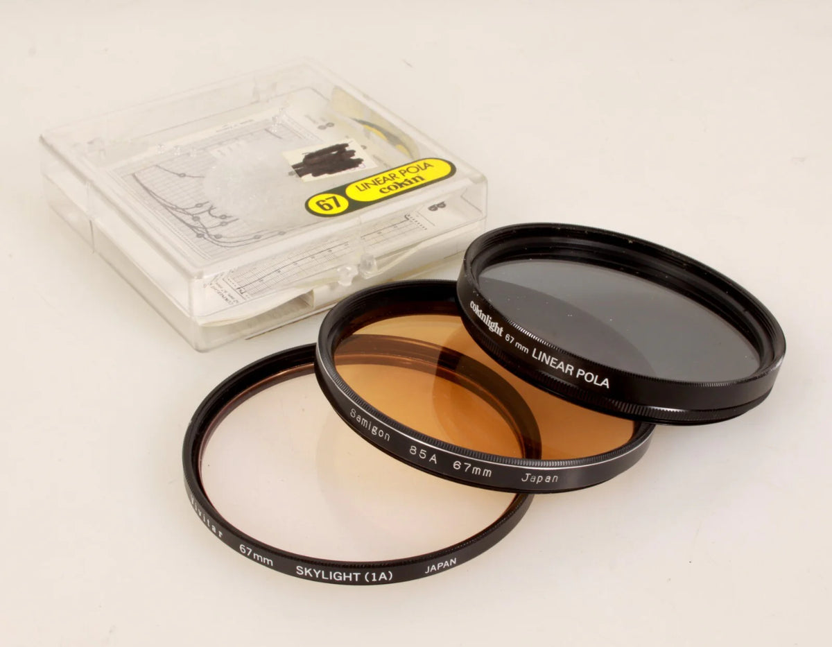 Lot of 3 67MM Filters Linear Polarizer SkyLight 1A 85A