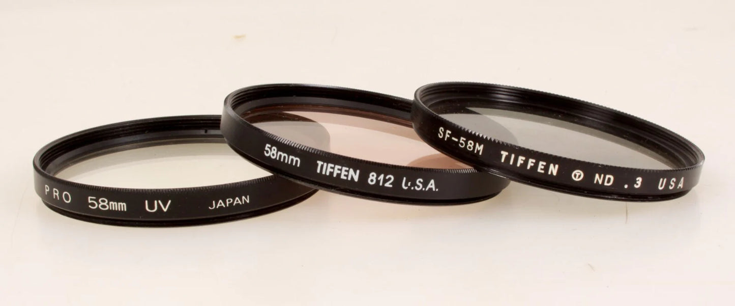 Lot of 3 58MM Camera Lens Filters 812 UV ND