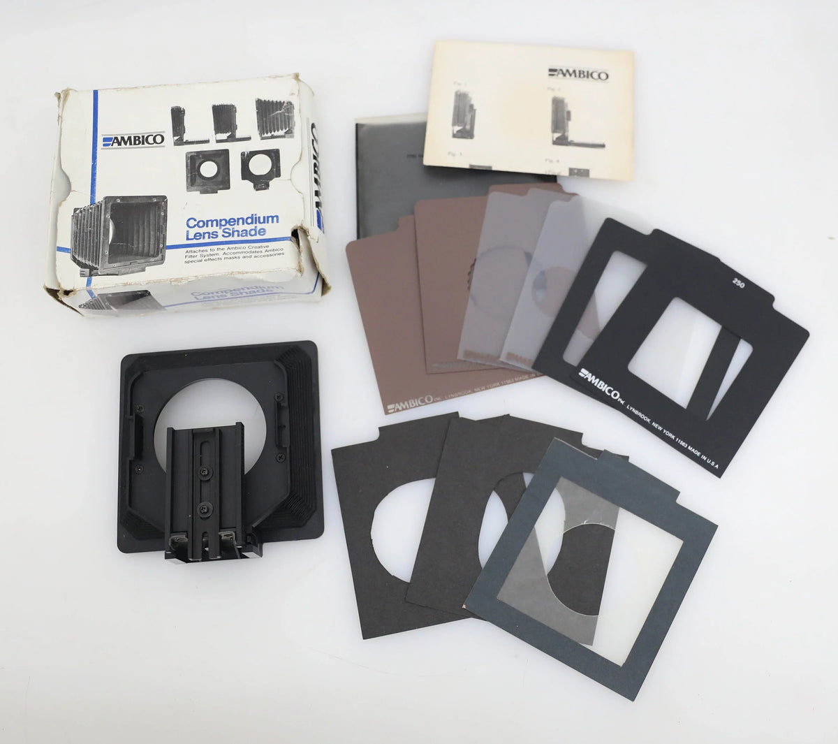 Ambico Compendium Lens Shade Hood with Medium Format Vignette Set in Box