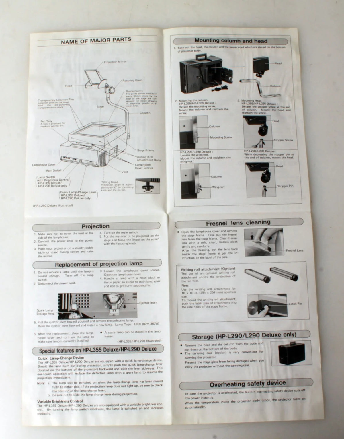 Manual for ELMO Projector HP-L355/Deluxe & HP-L290/Deluxe