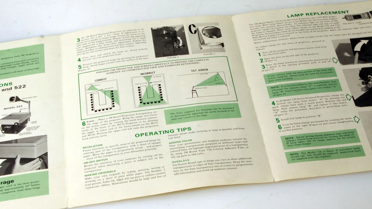 3M Overhead projector Model 520 Series Owners Guide