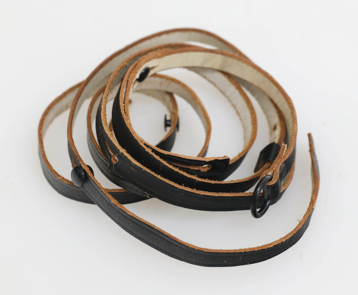 Vintage 1960s Leather Camera Strap Black/White/Brown