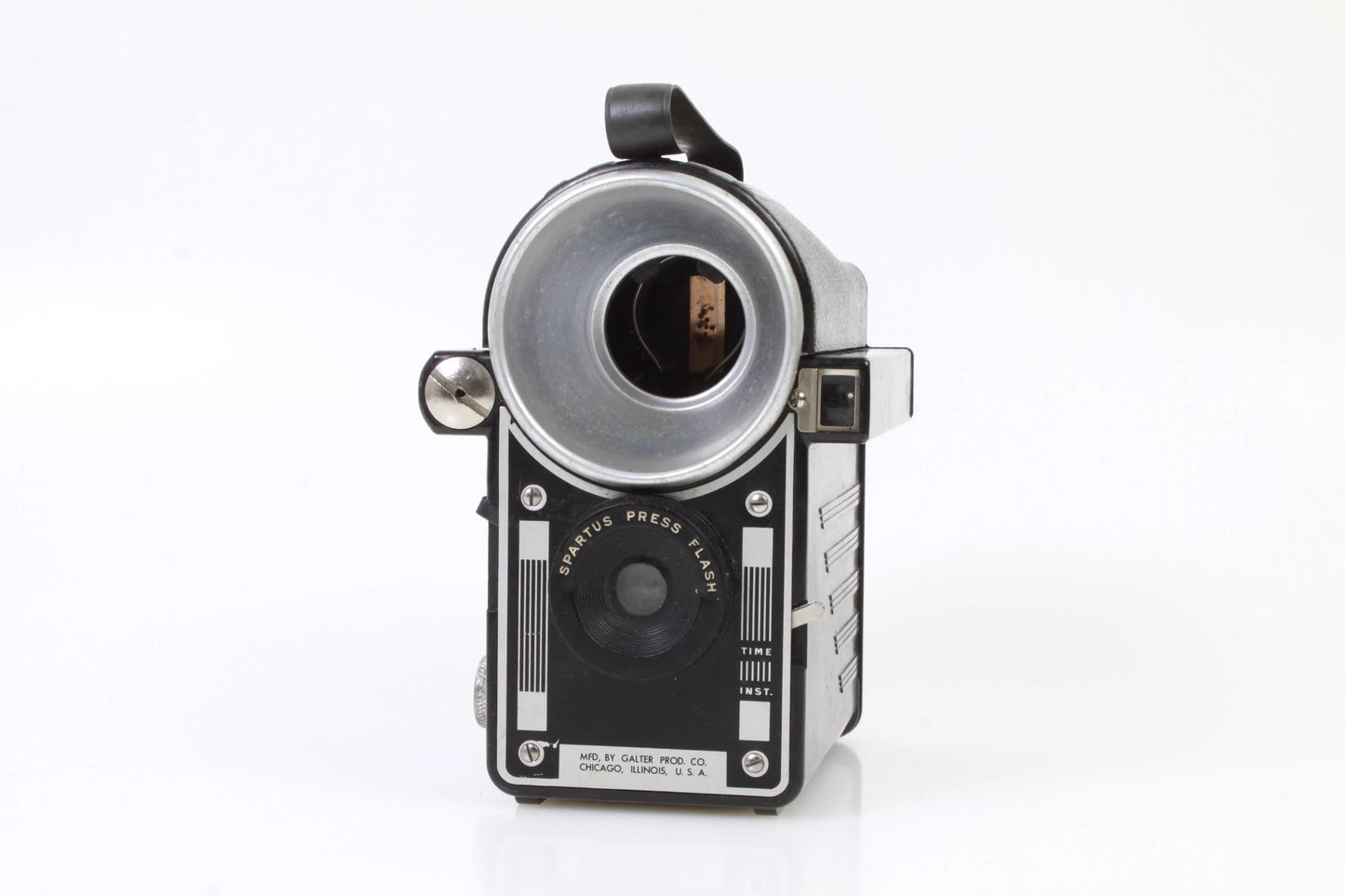 SPARTUS Press Flash Camera Vintage 1940s Bakelite with old roll film Inside