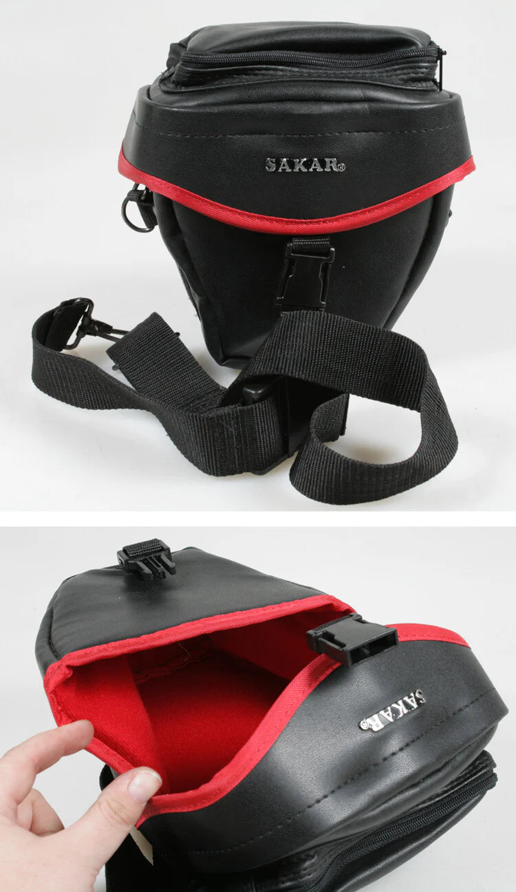 CAMERA CASE + STRAP BLACK/RED