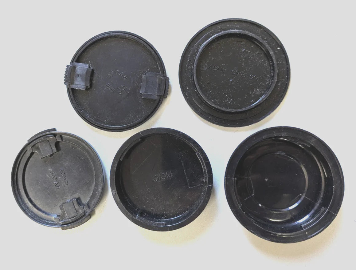PENTAX, OLYMPUS & VIVITAR FRONT AND REAR CAPS LOT OF 5