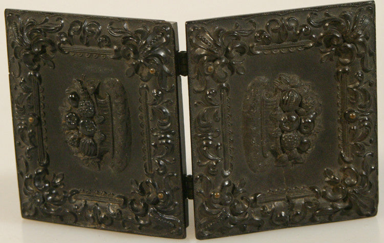MAN AT DESK W/ 3 BOOKS AMBROTYPE IN UNION CASE NINTH PLATE 1850'S