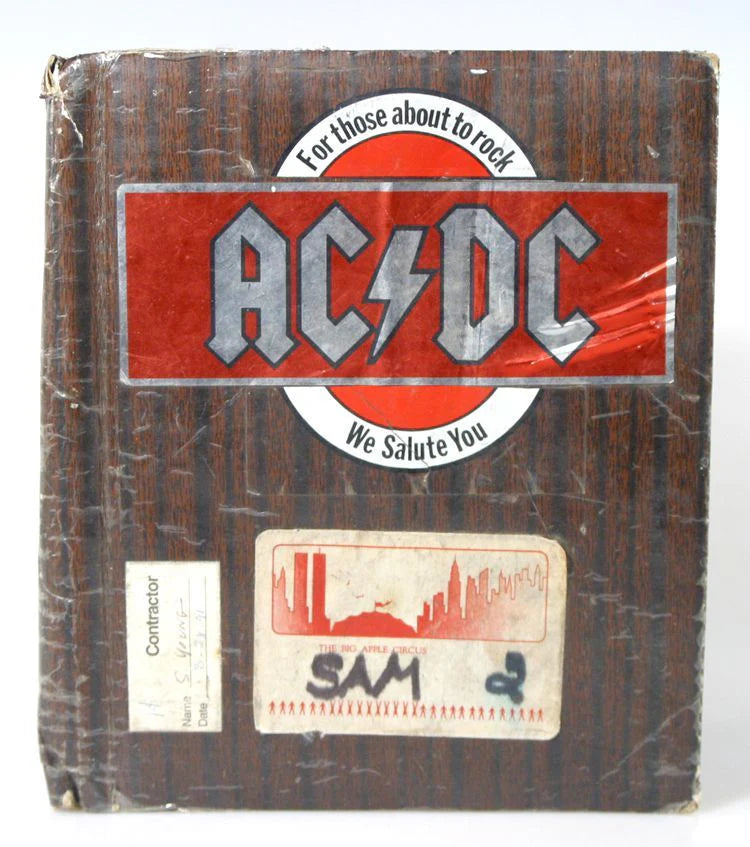 AC/DC SCRAPBOOK WITH WHISKEY LABELS