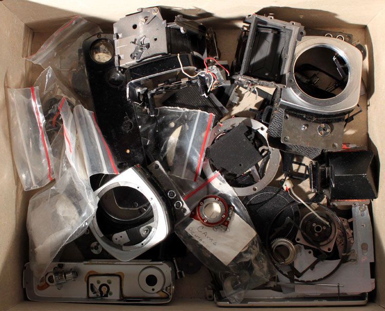 PENTAX, OLYMPUS, KONICA SLR BODIES FOR PARTS + LEATHER PIECES