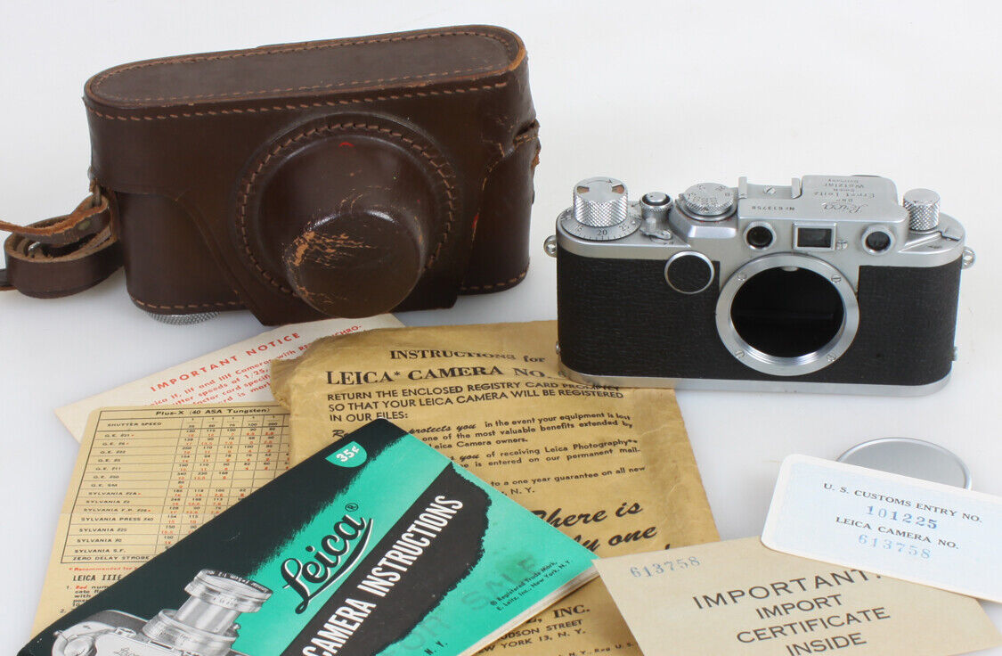 Leica IIF Red Dial Body #613758 EX+ CONDITION Original Import Certification