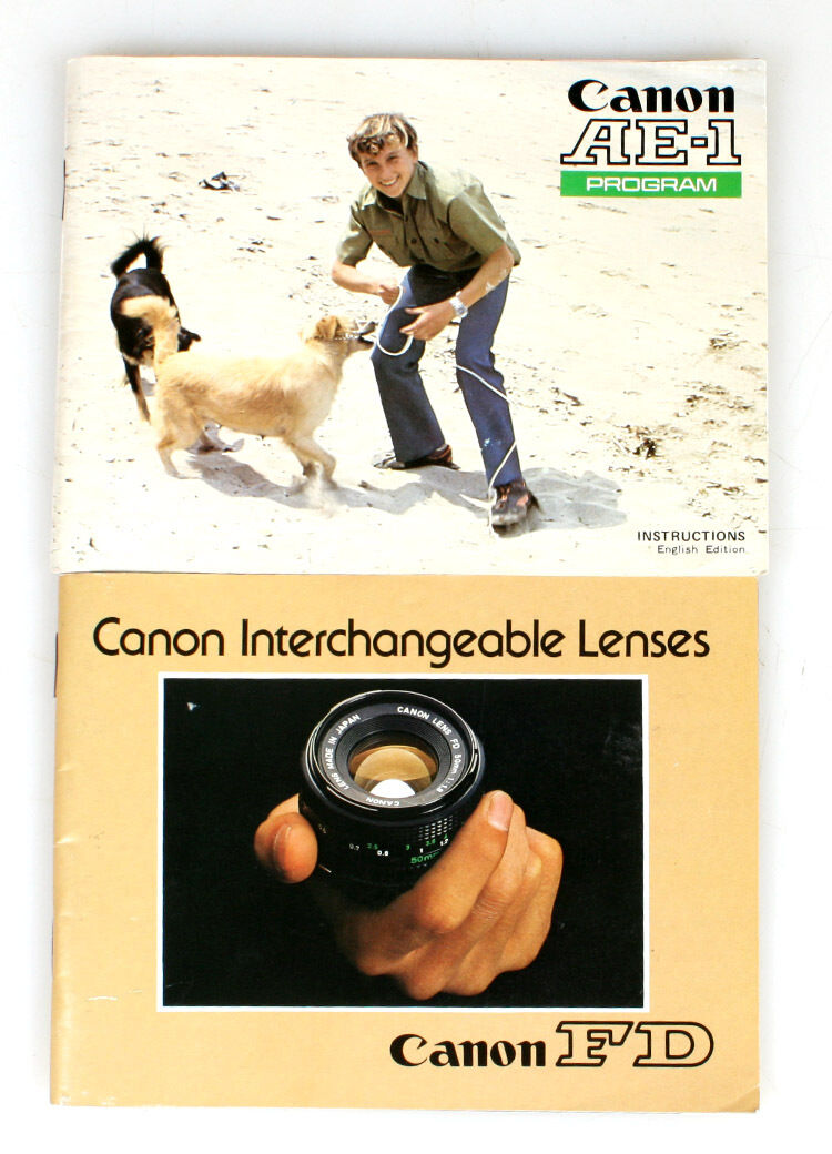 CANON AE-1 MANUAL INTERCHANGEABLE LENSES MANUAL, SET OF 2