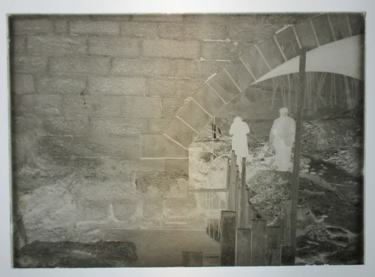 ALLEGHENY COUNTY, PA. BRIDGE AND STREAM. 5 X 7 GLASS PLATE NEGATIVE,CIRCA 1910s.