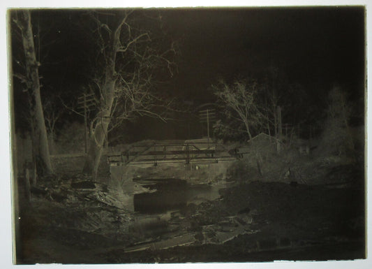 ALLEGHENY COUNTY, PA. BRIDGE AND STREAM. 5 X 7 GLASS PLATE NEGATIVE,CIRCA 1910s.