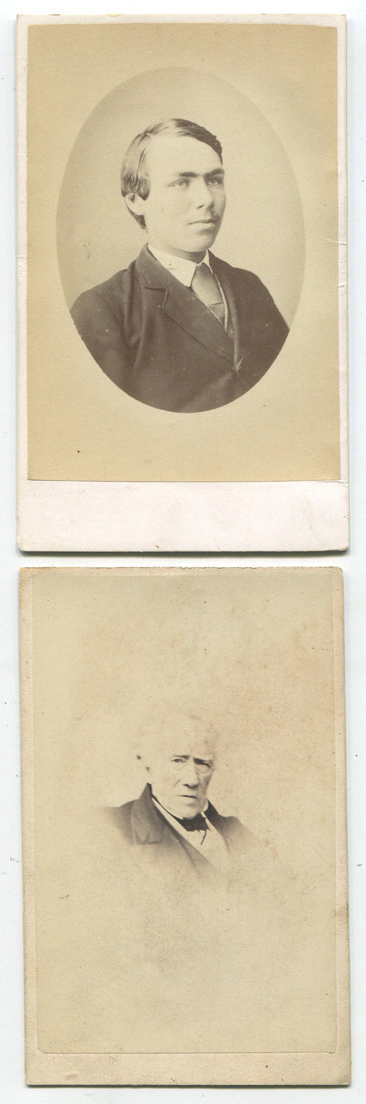 YOUNG MAN, VERY OLD MAN. CDV, STUDY IN CONTRAST. ENGLAND. TWO SET.