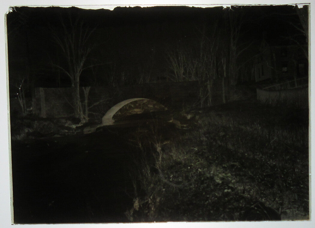 ALLEGHENY COUNTY, PA. BRIDGE AND STREAM. 5 X 7 GLASS PLATE NEGATIVE,CIRCA 1910s.