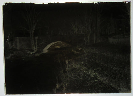 ALLEGHENY COUNTY, PA. BRIDGE AND STREAM. 5 X 7 GLASS PLATE NEGATIVE,CIRCA 1910s.