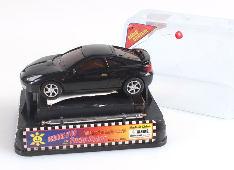 Vintage Mega Toys Charge N Go Black Turbo Racer RC Car - Original Packaging Remote Control Toy