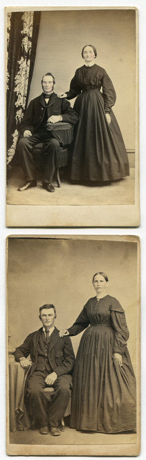 COUPLE W/STRANGE EYES. CDV TWO SET. READING, PA.