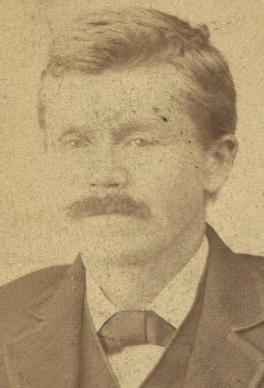 BANKER LOOKING MAN WITH MUSTACHE. CDV. WOODS RUN, WASHINGTON CO., PA.
