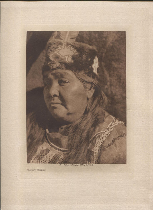 E.S.CURTIS PHOTOGRAVURE, KLAMATH MATRON. 1923.