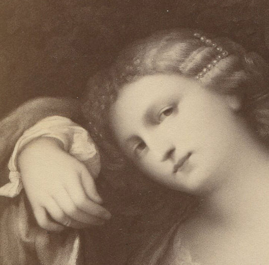 WOMAN W/HAND AT BREAST. PHOTO OF ARTWORK. CABINET CARD.