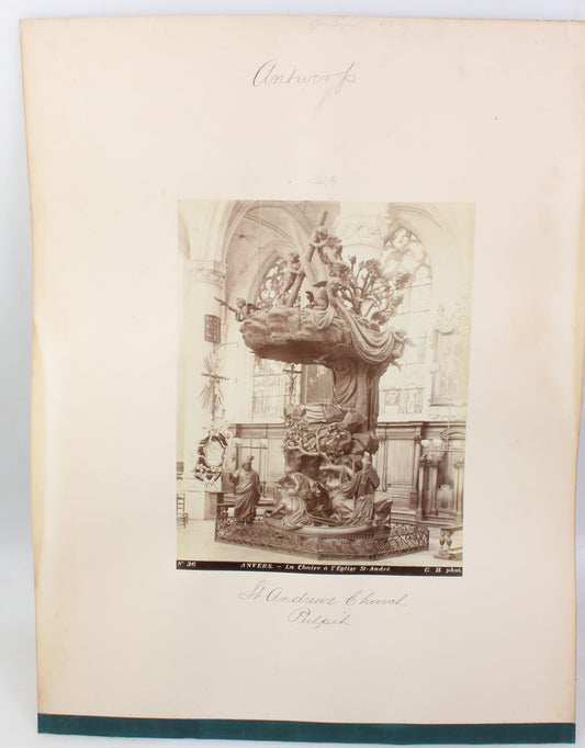 ANTWERP, BELGIUM. ST ANDREWS CHURCH PULPIT. 8x10 reprint