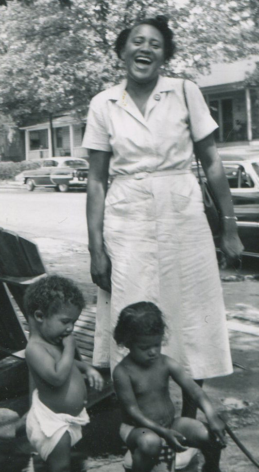 AFRICAN AMERICAN FAMILY, GRANDMOTHER WITH HER YOUNG GRANDCHILDREN. 3 SET.