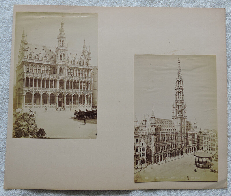 BRUSSELS TOWN HALL + CITY MUSEUM, SET OF 2 ALBUMEN PRINTS