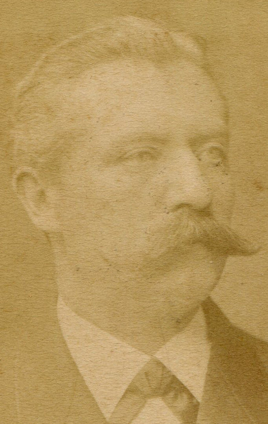 MAN WITH VERY AGGRESSIVE MUSTACHE. CDV. STOCKHOLM, SWEDEN.