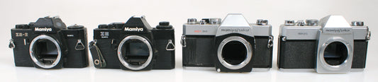 MAMIYA/SEKOR AND MAMIYA CAMERA BODIES LOT OF 4 FOR PARTS