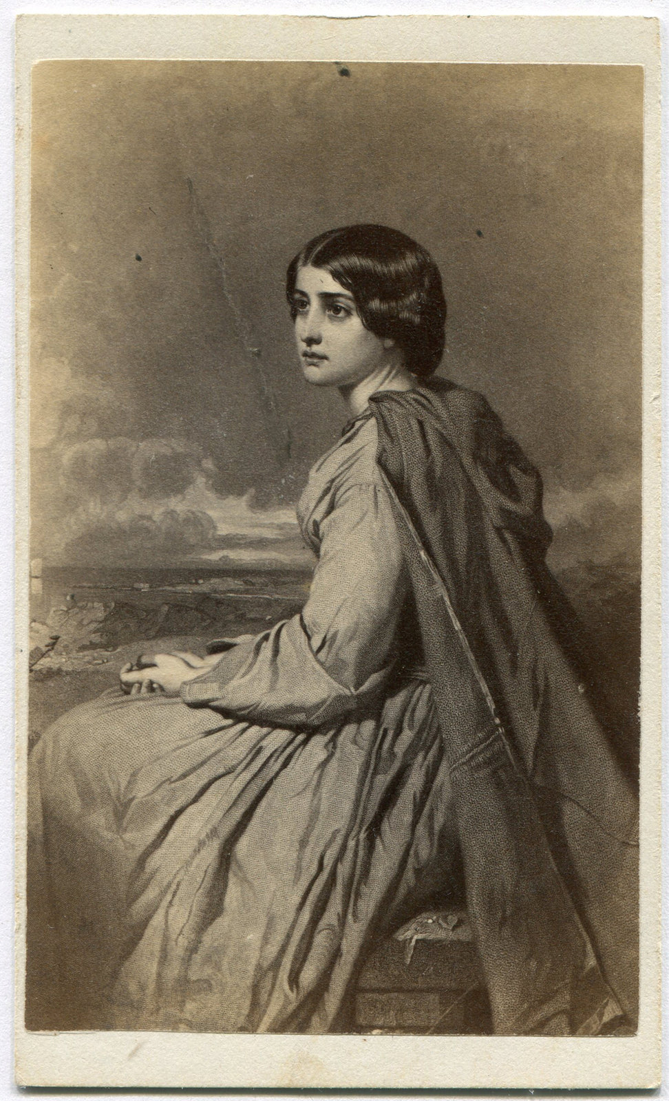 BEAUTIFUL YOUNG WOMAN. CDV OF PAINTING.