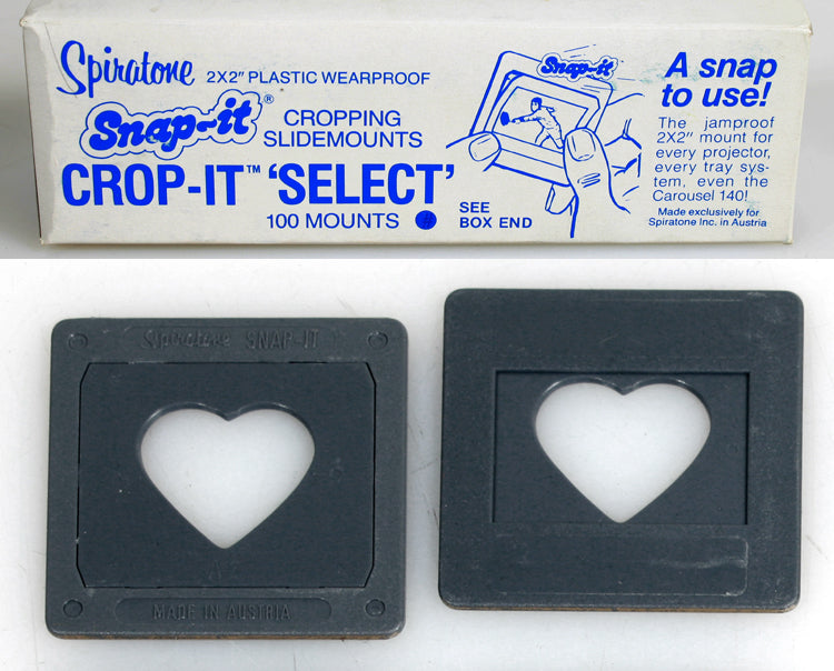SLIDE MOUNTS PLASTIC SPIRATONE CROP IT SELECT 2x2" 35mm A2: HEART SHAPED 100