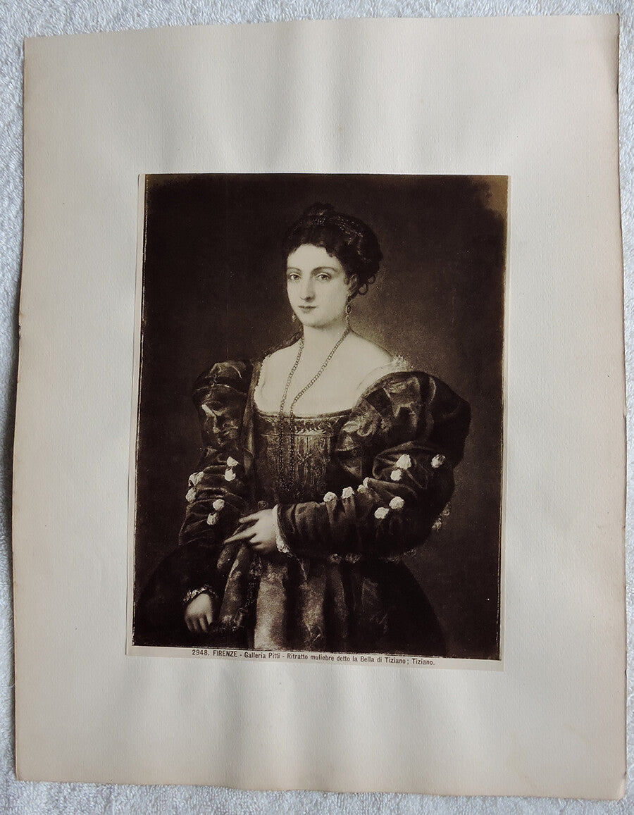 7X10 VINTAGE ALBUMEN ART/PAINTING LA BELLA PORTRAIT BY TITIAN, 1536