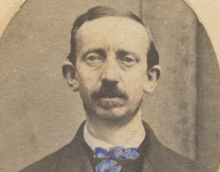 MAN W/ BOW TIE TINTED VINT PHOTO