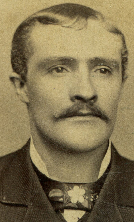 MAN W/MUSTACHE, SHINNEY HAIR AND VERY COOL TIE. CDV.