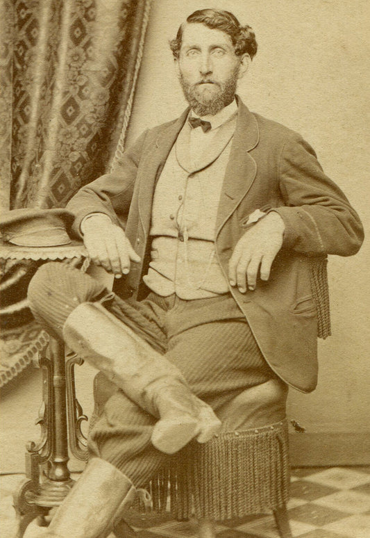 MAN POSED WITH FISHERMAN CAP AND HIGH BOOTS. CDV.