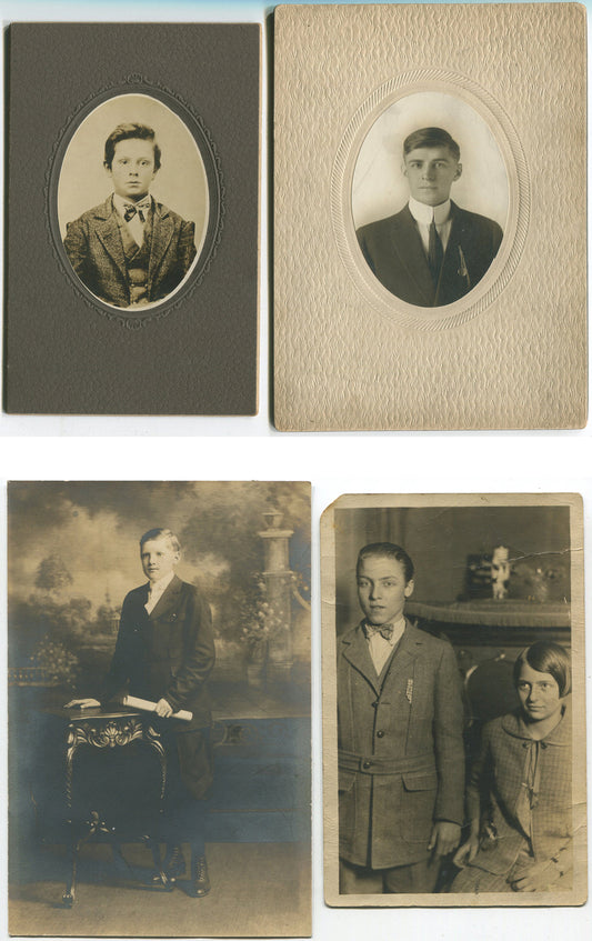 BOYS, YOUNG MEN, SIBLINGS. COLLECTION, 4 SET, 1910s.