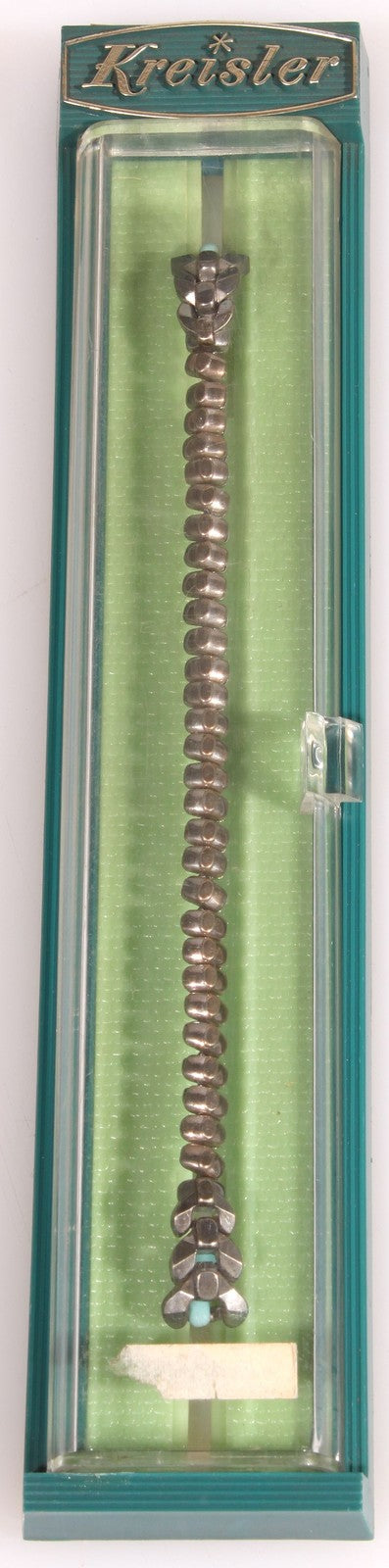 KREISLER SILVER COLORED METAL WATCH BAND SIMPLE PATTERN W/ ORNATE ENDS NIP