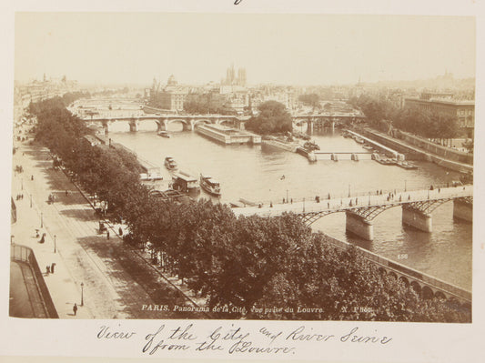 VIEW OF PARIS AND THE RIVER SEINE FROM THE LOUVRE. PARIS, FRANCE. 8x10 reprint