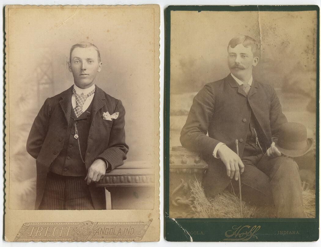 MEN, DAPPER. CABINET CARD 2 SET. INDANIA.