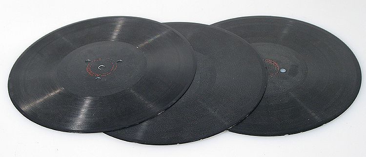 PRIVATE PRESSINGS, METAL, AUDIO DISKS, SET OF 3, 10 INCHES AROUND