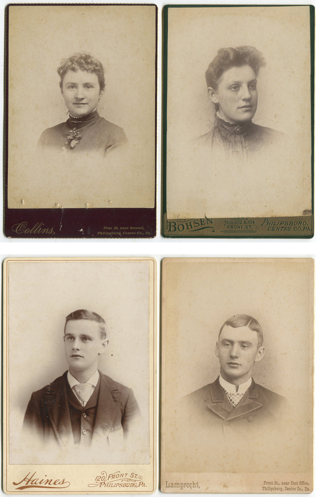 Vintage Cabinet Cards 4 Set Men and Women Great Lipps Philipsburg PA Photo