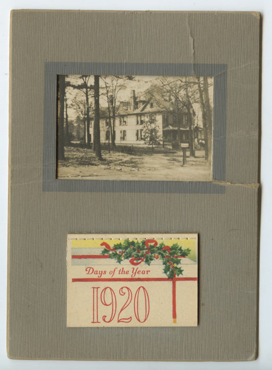 AMERICANA VINTAGE PHOTO 2 STORY HOUSE + 1920 CALENDAR W/ MOON PHASES